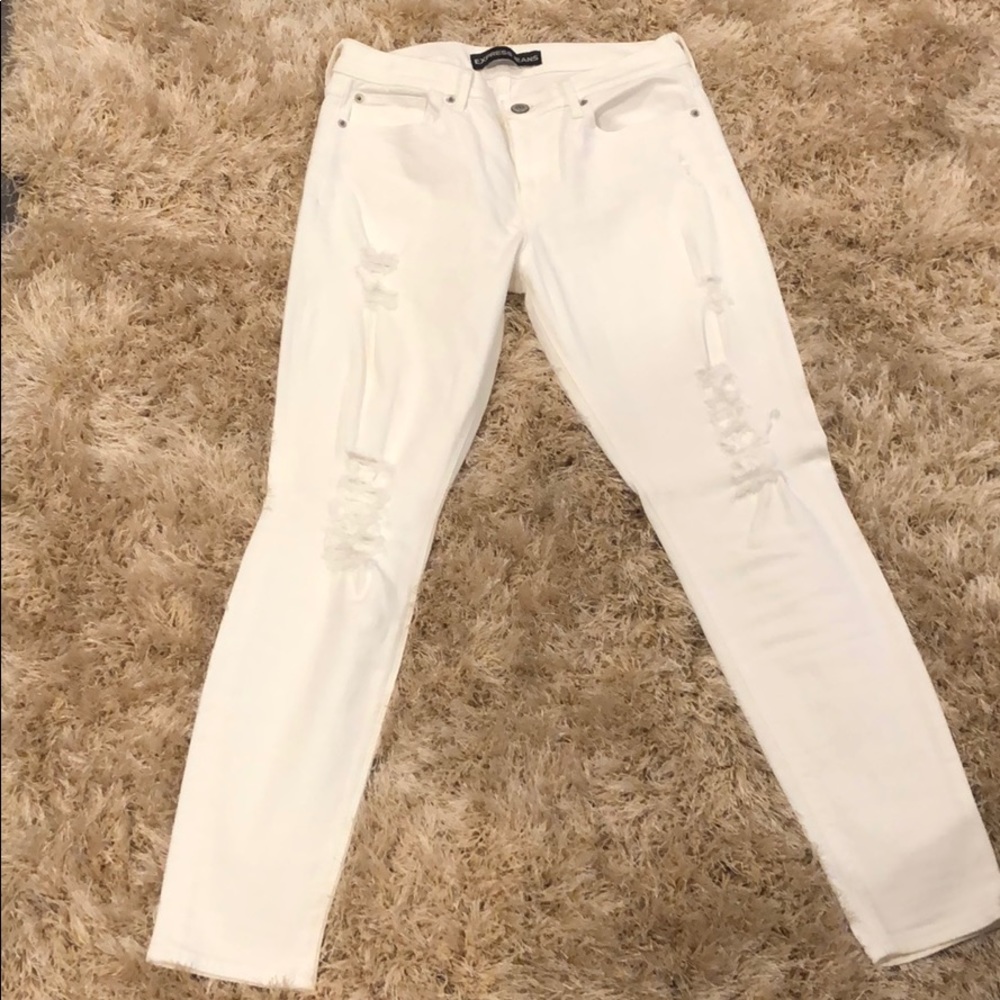 Express Distressed Jean Leggings Mid Rise